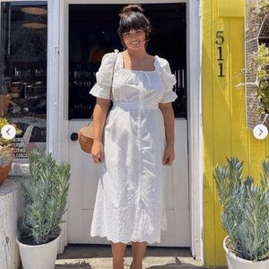 Spell and the Gypsy Meadowland white embroidered Bo Day midi dress.
